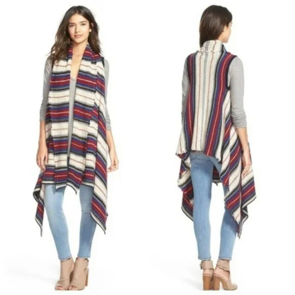 SAM EDELMAN PRAIRIE DREAMER ELSIE VEST stripe open cardigan medium EUC boho
